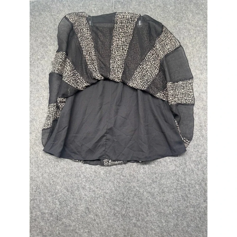 JM Collection Petite 8P Black Tan Animal Print A-Line Chiffon Lined Skirt 25in L